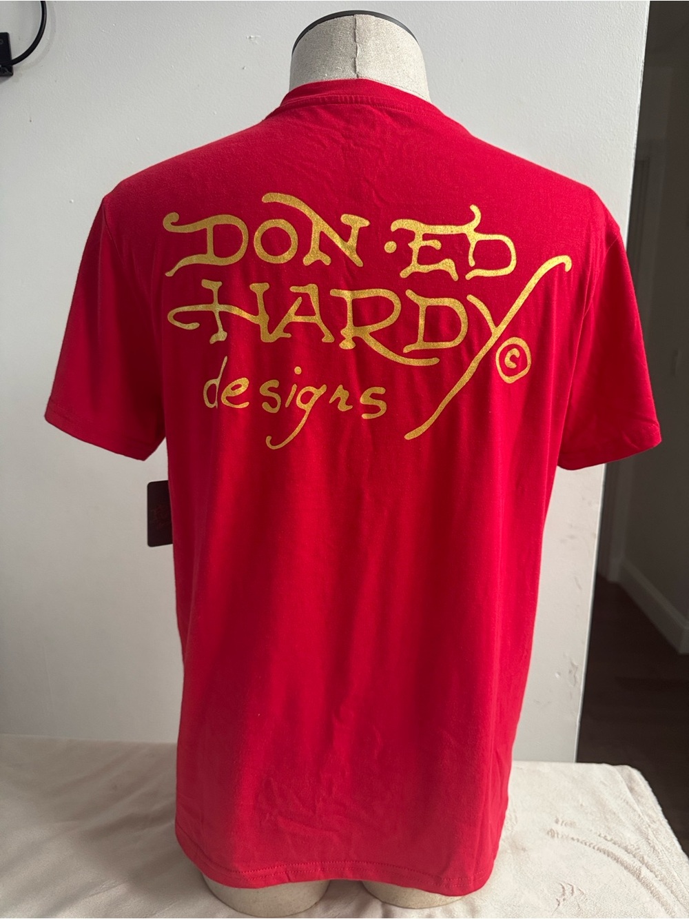 Ed Hardy Red Graphic Tee with Bold Logo - Picture 2 of 6